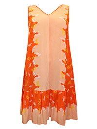 ORANGE Boho Printed Beach Dress - Plus Size 14 to 22