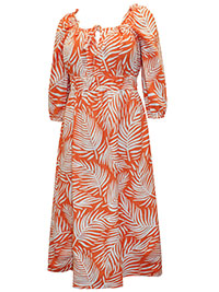 ORANGE Linen Blend Puff Sleeve Sun Dress - Size 10 to 32