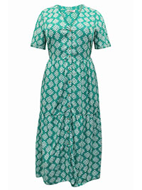 GREEN Easy Button Through Dress - Plus Size 14 to 24