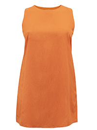 SOFT-ORANGE Linen Blend Open Back Shift Dress - Size 10 to 32