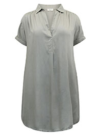 TRUFFLE Collared Short Sleeve Tunic Dress - Plus Size 12 to 32