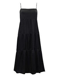 BLACK Strappy Tiered Midi Dress - Size 8 to 12 (S to L)
