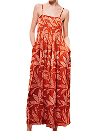 RUST Floral Print Strappy Woven Midi Dress - Size 8 to 12 (S to L)