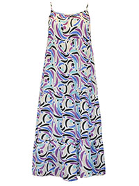 MULTI Printed Strappy Tiered Midi Dress - Size 8 to 12 (S to L)
