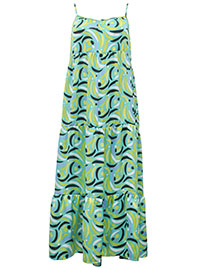 GREEN Printed Strappy Tiered Midi Dress - Size 8 to 12 (S to L)