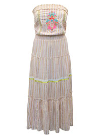 PINK Embroidered Bandeau Tiered Maxi Dress - Size 10/12 to 26/28 (S to 1X)