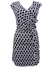 MONO Abstract Print Cascading Frill Dress - UK Size 10 to 16 (Small to XLarge)