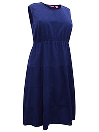 Woman Within DARK-NAVY Short Button-Front Crinkle Dress - Plus Size 18 to 22 (US 16W to 20W)