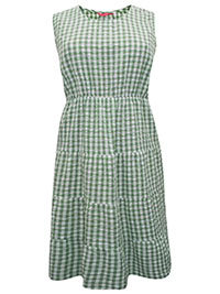 Woman Within SAGE Pure Cotton Short Check Print Tiered Dress - Plus Size 16 to 30 (US 14W to 28W)