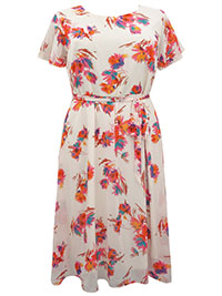 3VANS NUDE Floral Print Tie Waist Midi Dress - Plus Size 16 to 32