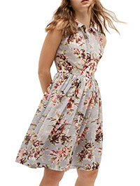 FR3NCH CONNECTION GREY Light Perla Multi Alerie Drape Floral Shirt Dress - Size 4 to 12