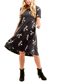 Fat Face BLACK Modal Blend Floral Print Dress - Size 8 to 14