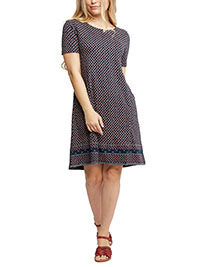 Fat Face NAVY Modal Blend Simone Printed Dress - Size 6 to 16