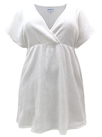 Swimsuits For All WHITE V-Neck Beach Kaftan - Plus Size 20/22 to 24/26 (US 18/20 to 22/24)