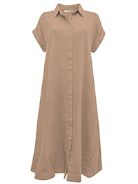 Fat Face MOCHA Pearwood Sylvie Linen Blend Shirt Dress - Size 12 to 18