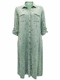 Fat Face OLIVE-GREEN Sarah Ditsy Jersey Shirt Dress No Belt - Size 6 to 18