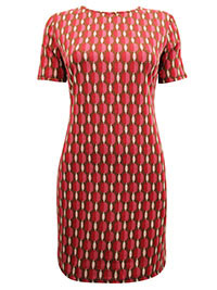 Yours Curvy RED Printed Retro Tunic Dress - Size 8 to 18