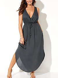 CHARCOAL Tenley Surplice Cover Up Maxi Dress - Size 8/10 to 24/26 (US 6/8 to 22/24)