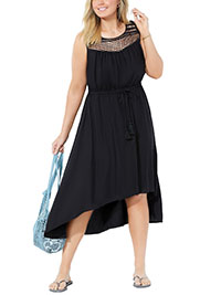 BLACK Ella Crochet High Low Dress - Plus Size 20/22 to 24/26 (US 18/20 to 22/24)