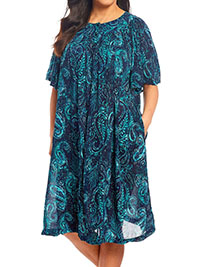 NAVY Paisley Print Crinkled Henley Patio Dress - Size 6/8 to 10/12 (US S to M)