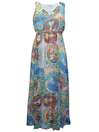 Established BLUE Sleeveless Paisley Print Dress - Size 10 to 24
