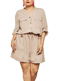 SimplyBe STONE Utility Playsuit - Plus Size 18 to 32