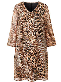 Capsule BLACK Leopard Print V-Neck Shift Dress - Plus Size 16 to 30