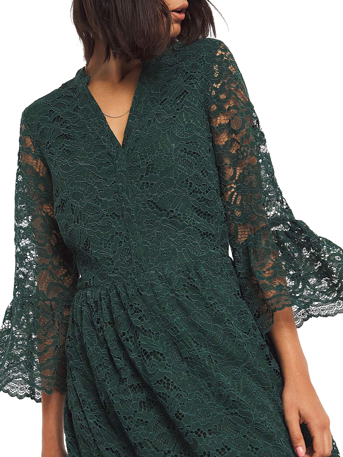JD Williams - - JD Williams FOREST-GREEN Lace Puff Sleeve Midi Dress ...