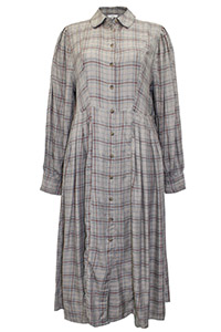 GREY Pure Cotton Checked Maxi Shirt Dress - Size 12 to 16