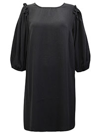 BLACK Puff Sleeve Shift Dress - Plus Size 16 to 26