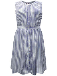 Molly & Isadora BLUE Sleeveless Striped Dress - Plus Size 24 to 26 (US 22W to 24W)
