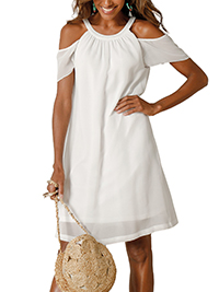 WHITE Cold Shoulder Dress - Size 8 to 24
