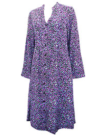 L.E. PURPLE Ditsy Button Through Dress - Size 10