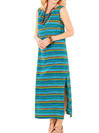 L.E. BLUE Alisa Striped Dress - Plus Size 14