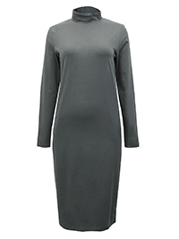 DEEP-SAGE High Neck Jersey Midi Dress - Size 10/12 to 26/28 (EU 36/38 to 52/54)