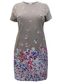 J.Jill LATTE Pure Cotton Border Print Pocket Dress - Plus Size 16/18 (L)