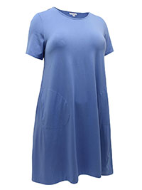 J.Jill BLUE Pure Cotton Pocket Swing Dress - Plus Size 12/14 to 28/30 (US M to 4X)