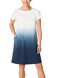 J.Jill WHITE Pure Jill Dip Dyed A-Line Pocket Swing Dress - Size 4/6 to 28/30 (US XS to 4X)