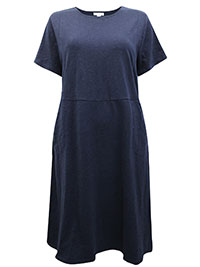 J.Jill NAVY Pure Cotton Pocket Swing Dress - Size 8/10 to 24/26 (US S to 3X)