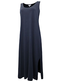 J.Jill NAVY Pure Cotton Side Split Maxi Dress - Plus Size 12/14 to 24/26 (US M to 3X)