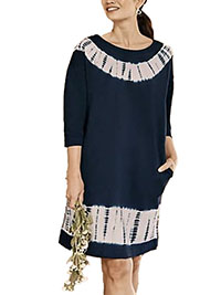 J.Jill NAVY Pure Cotton Tie Dye Sweatshirt Dress - Size 4/6 to 18/20 (US XS to XL)