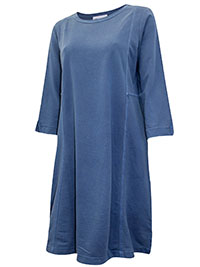 J.Jill BLUE Pure Cotton Sweatshirt Dress - Size 8/10 to 28/30 (US S to 4X)