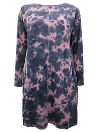 J.Jill Smoky BLACK PINK Pure Jill Cloud Tie Dye Cotton Knit Dress - Size 8/10 to 18