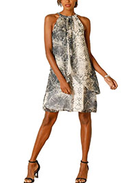Blancheporte BLACK Snake Print Sleeveless Layered Dress - Size 8 to 24