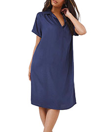 JD Williams NAVY Relaxed Open Collar Shirt Dress - Size 10 to 30