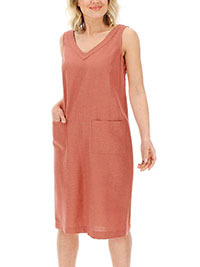 Julipa RUST Linen Blend Shift Dress - Plus Size 16 to 30