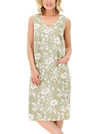 SAGE Floral Print Linen Blend Shift Dress - Size 12 to 14