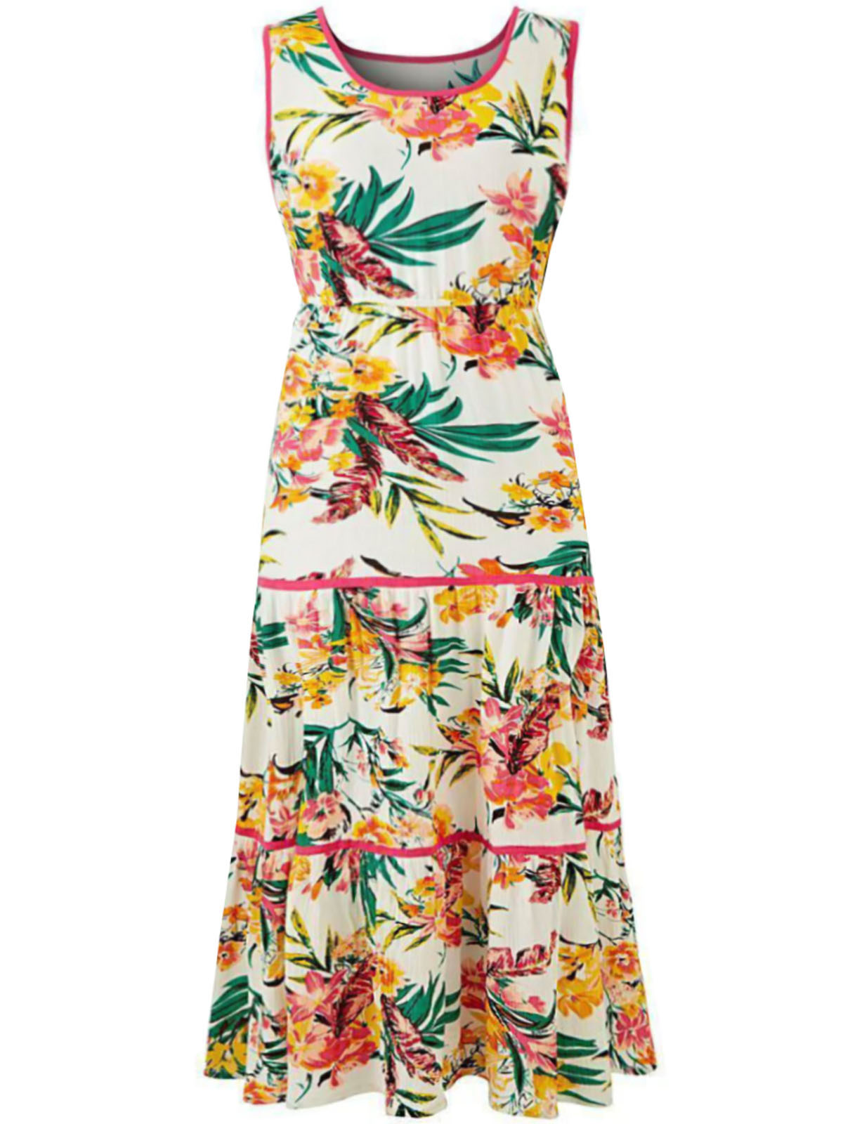 Julipa - - Julipa MULTI Tropical Print Tiered Maxi Dress - Plus Size 16