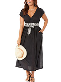 Swimsuits For All BLACK Stephanie V-Neck Cover Up Maxi Dress - Plus Size 16/18 to 24/26 (US 16/16 to 22/24)
