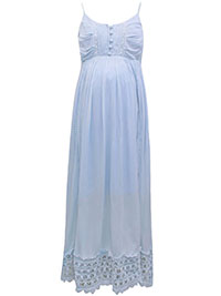 MATERNITY Motherhood SKY-BLUE Lace Insert Maxi Dress - Size 12 (M)